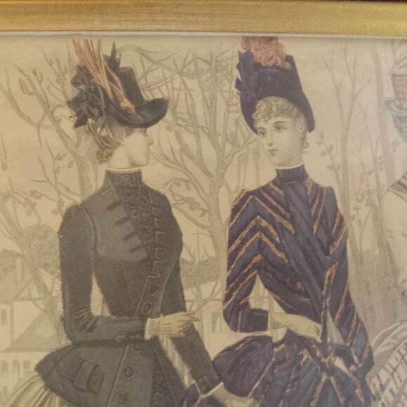 VTG Wood Framed Print Les Modes Parisiennes Peterson's Magazine - Picture 5 of 10